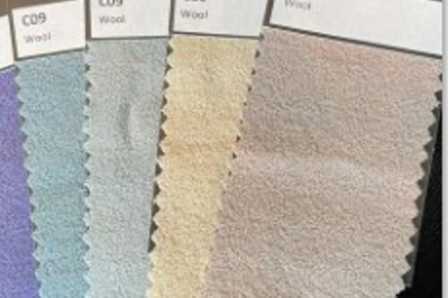 Stripes of fabrics with different colours.