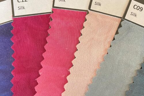 Stripes of fabrics with different colours.